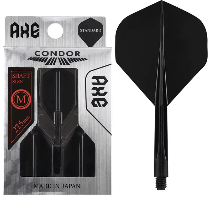 Aktuální Letky na šipky Condor AXE černé, standardní letky a midi násadky