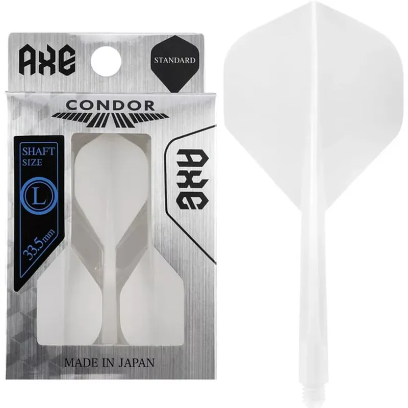 Letky na šipky Condor AXE bílé, standardní letky a dlouhé násadky Hit Sezóny