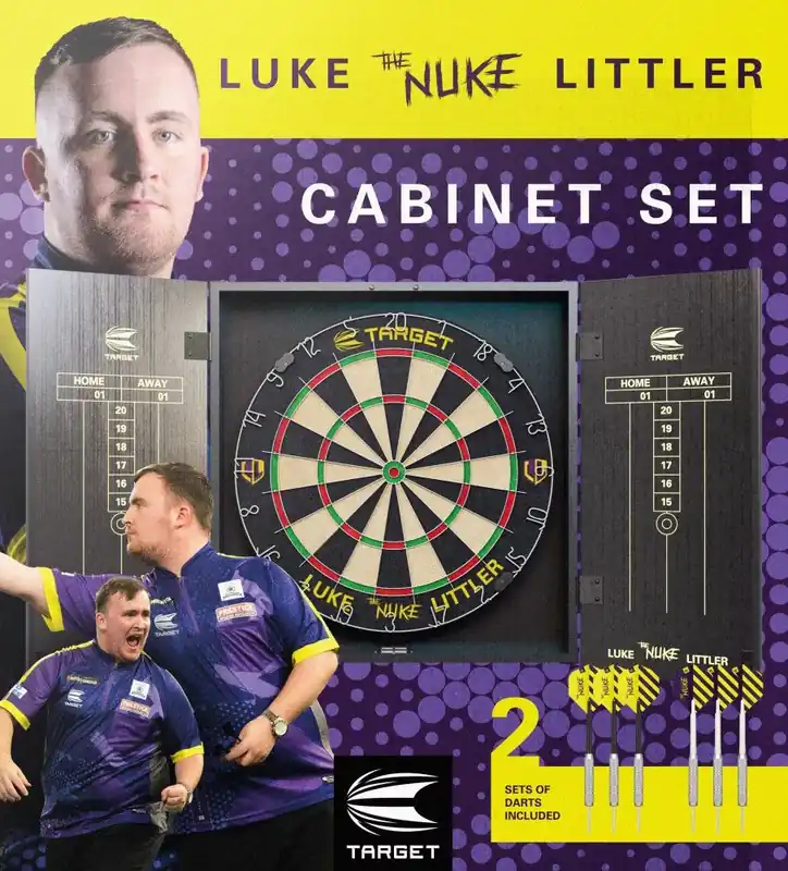 Šipkářský set Target Luke The Nuke Littler, terč, skříňka, 2 sady šipek Poslední Šance