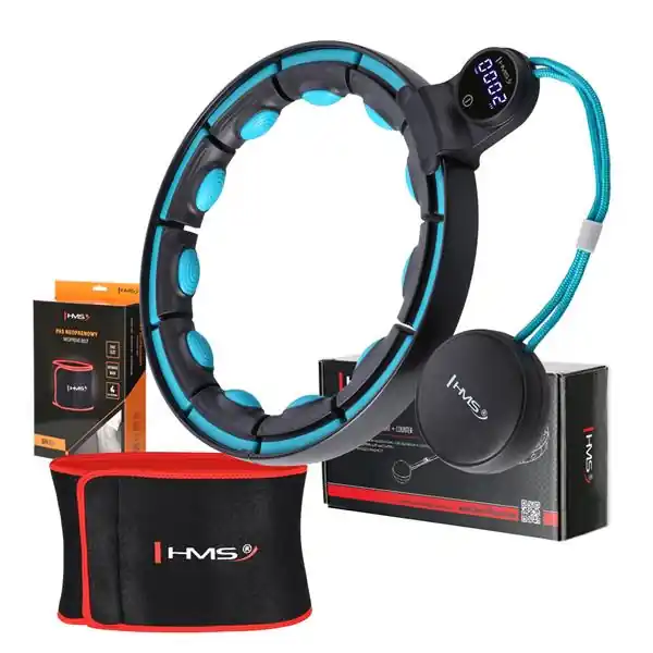 Bezpečná Platba Sada masážní hula hoop se závažím HHM17 a zeštíhlujícího pásu BR163 černá/tyrkysová