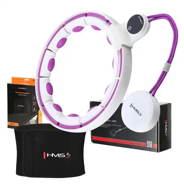 Sada masážní hula hoop se závažím HHM17 a zeštíhlujícího pásu BR163 bílá/fialová Tovární Cena