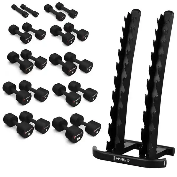 Top Prodej Sada 10 párů jednoruček HMS HPT 1-10 kg a stojanu STR37