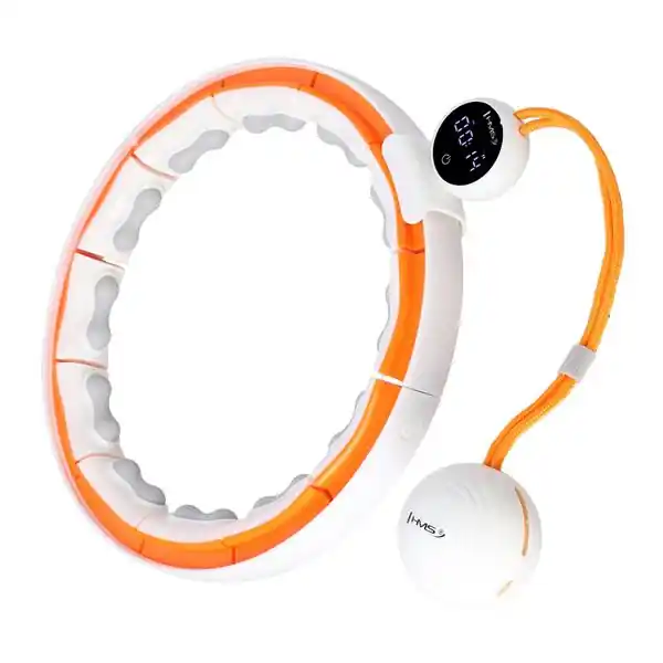 Masážní hula hoop HMS HHM21 se závažím, magnety a počítadlem bílá/oranžová Levný
