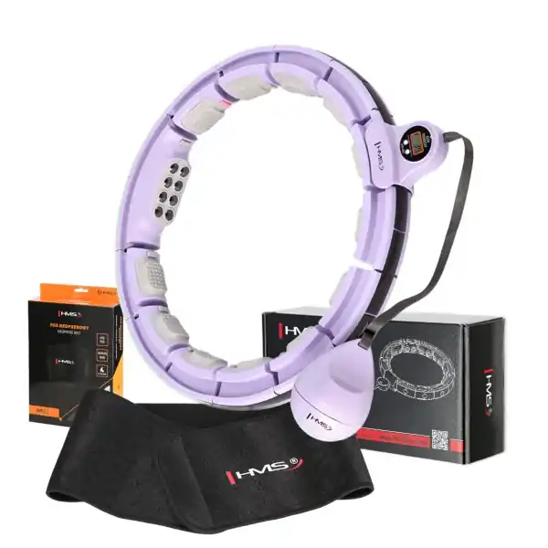 Tovární Cena Sada masážní hula hoop HMS HHM13 se závažím, magnety a počítadlem a zeštíhlujícího pásu BR163 fialová