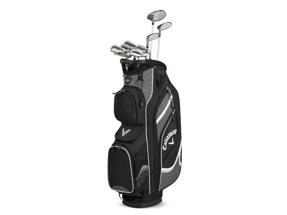 CALLAWAY Solaire kompletní 10 ks dámský golfový set grafitový černo-bílý + Golfová samolepka černá Nejprodávanější
