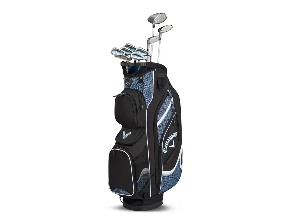 Cenový Hit CALLAWAY Solaire kompletní 10 ks dámský golfový set grafitový černo-modrý + Golfová samolepka černá