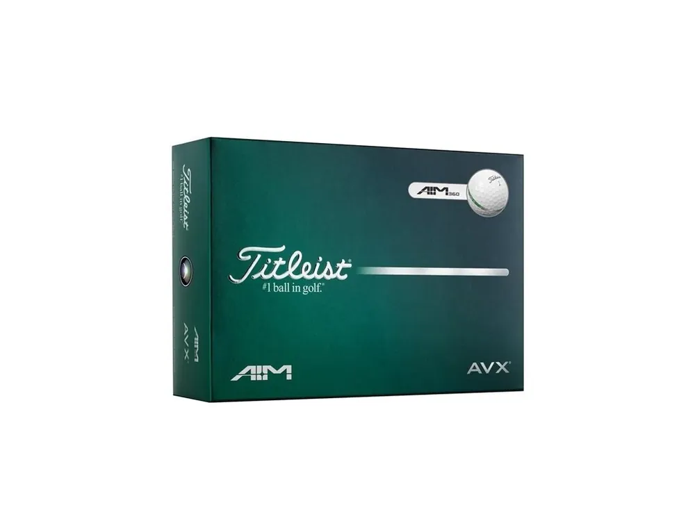 TITLEIST AVX 26 míčky bílé AIM 360 - 12 ks + Golfová samolepka černá Zlevněný