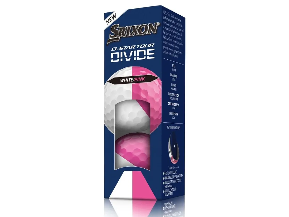 SRIXON Q-Star Tour Divide 6 golfové míčky růžovo-bílé (3 ks) Novinka