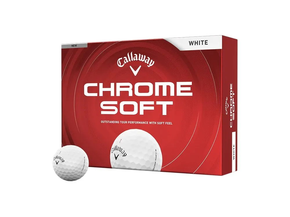 CALLAWAY Chrome Soft 26 golfové míčky bílé (12 ks) + Golfová samolepka černá Super Cena