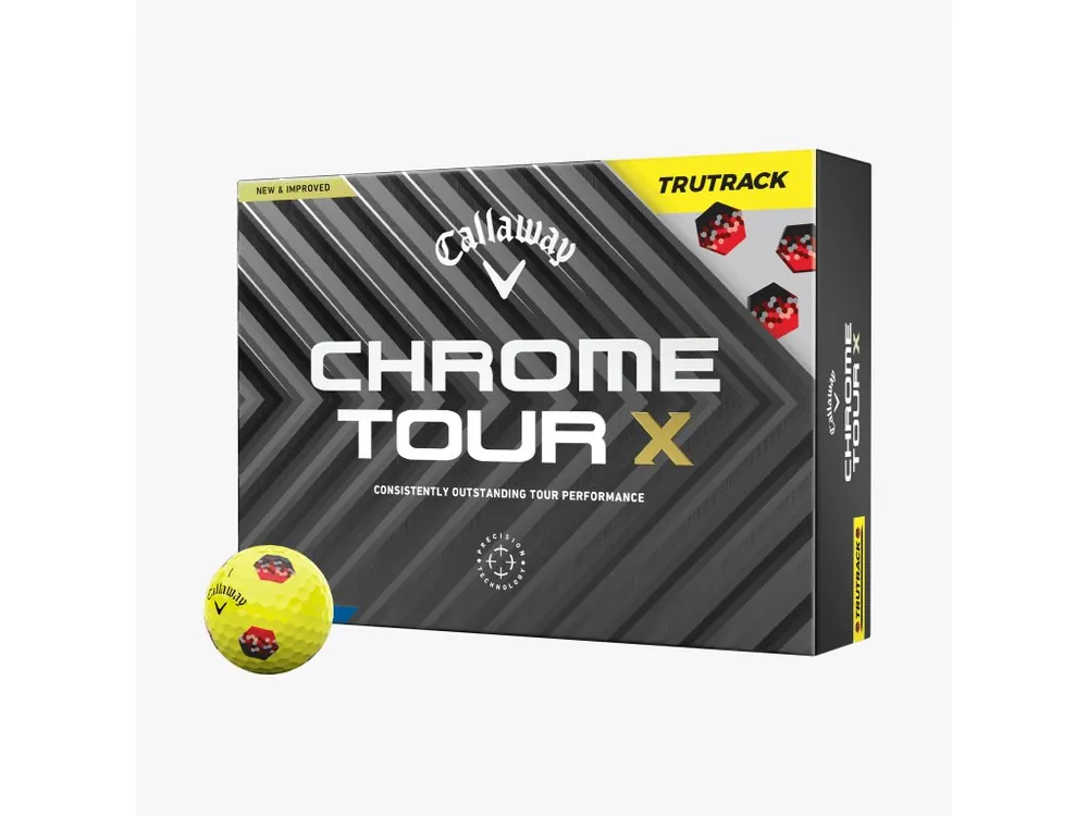 CALLAWAY Chrome Tour X Tru Track golfové míčky žluté (12 ks) + Golfová samolepka černá Časově Omezené