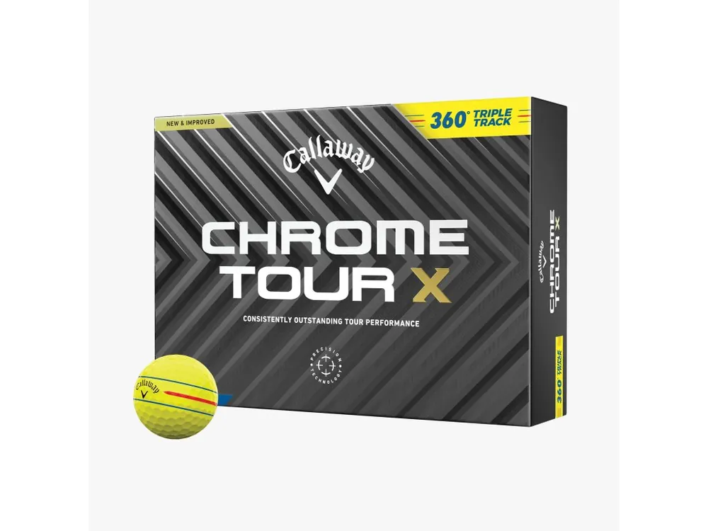 CALLAWAY Chrome Tour X Triple Track 360 golfové míčky žluté (12 ks) + Golfová samolepka černá Akční Nabídka