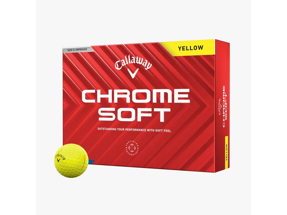 CALLAWAY Chrome Soft 24 golfové míčky žluté (12 ks) + Golfová samolepka černá Novinka