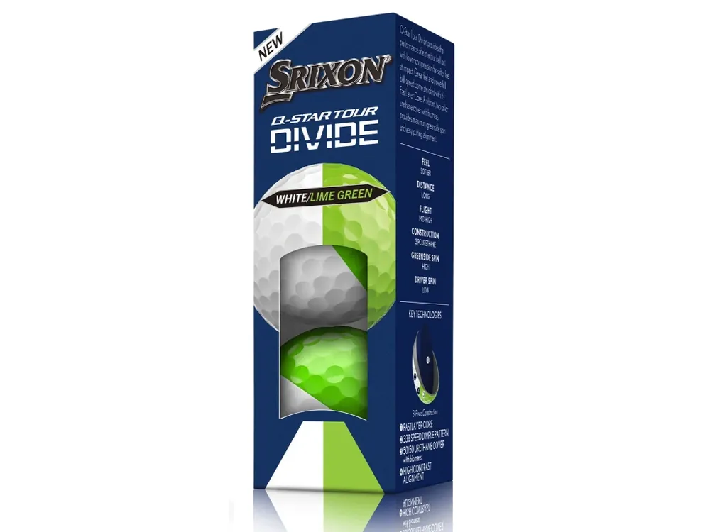 Super Cena SRIXON Q-Star Tour Divide 6 golfové míčky zeleno-bílé (3 ks)