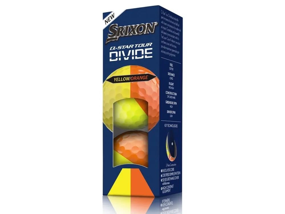 SRIXON Q-Star Tour Divide 6 golfové míčky žluto-oranžové (3 ks) Dokud Zásoby Vydrží