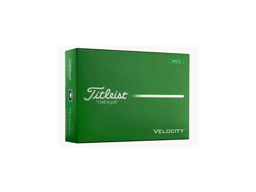 Nová Kolekce TITLEIST Velocity 26 míčky zelené - 12 ks + Golfová samolepka černá