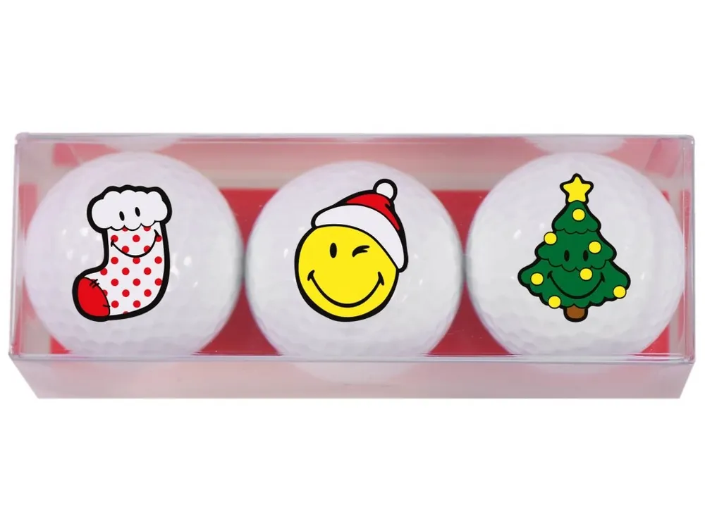 Super Cena SPORTIQUES dárkové balení míčků Smiley Xmas - ponožka, smajlík, strom